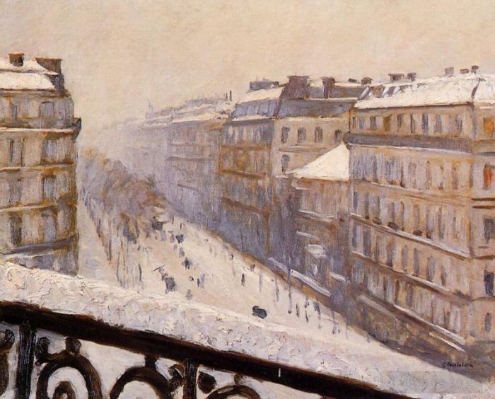 古斯塔夫·卡勒波特 的油画作品 -  《奥斯曼大道雪景》