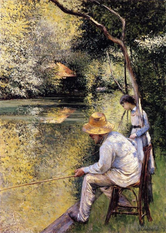 古斯塔夫·卡勒波特 的油画作品 -  《钓鱼》
