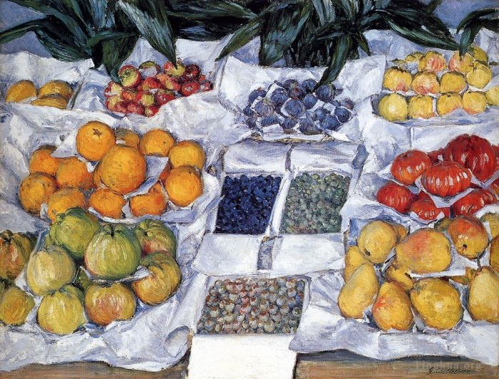 古斯塔夫·卡勒波特 的油画作品 -  《水果静物展示》