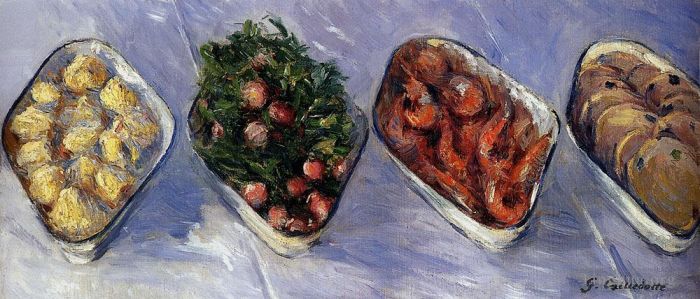 古斯塔夫·卡勒波特 的油画作品 -  《开胃小菜静物》