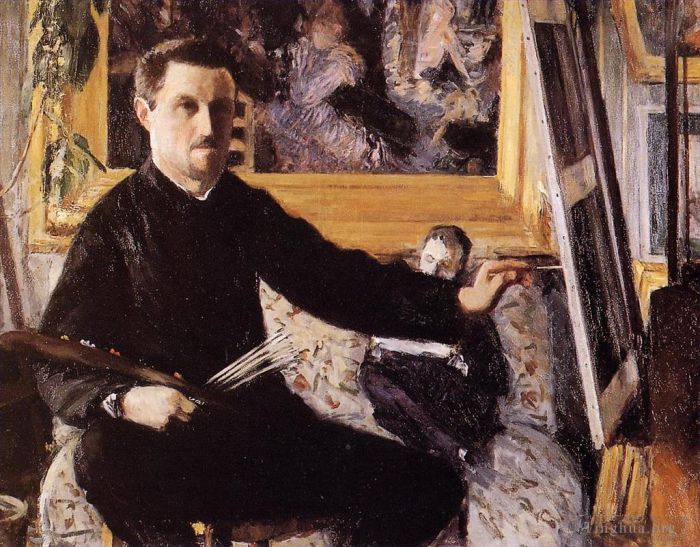 古斯塔夫·卡勒波特 的油画作品 -  《画架自画像》