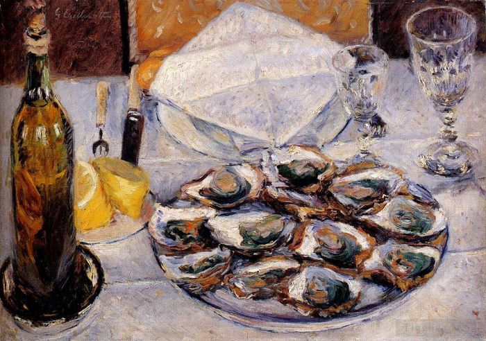 古斯塔夫·卡勒波特 的油画作品 -  《静物牡蛎》