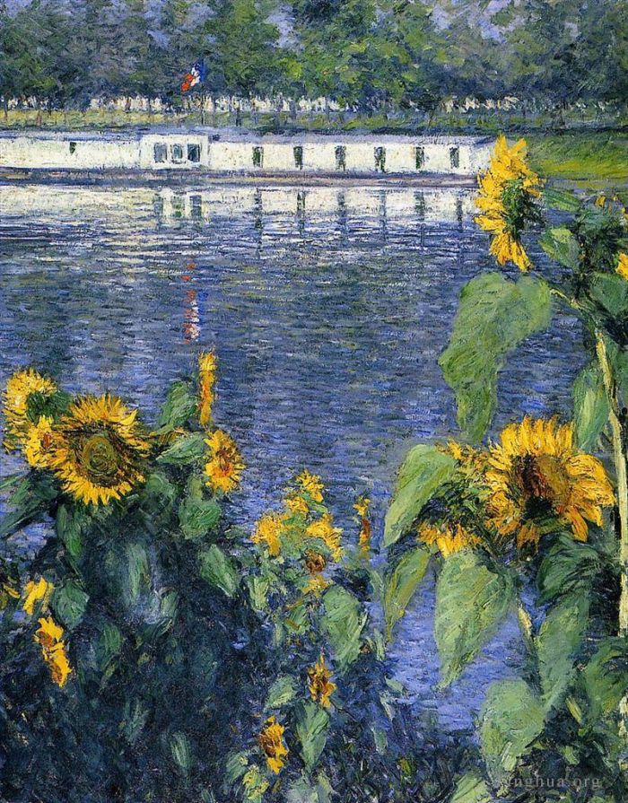 古斯塔夫·卡勒波特 的油画作品 -  《塞纳河畔的向日葵》