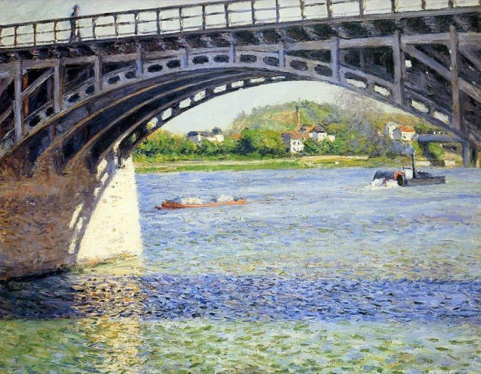 古斯塔夫·卡勒波特 的油画作品 -  《阿让特伊桥和塞纳河》