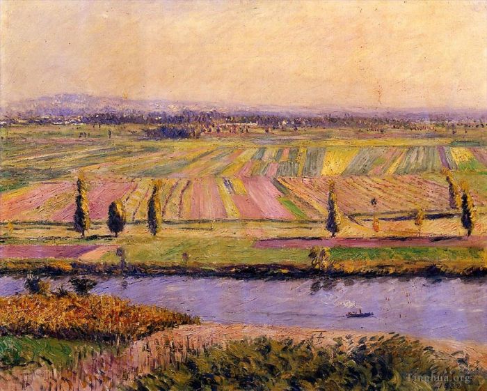 古斯塔夫·卡勒波特 的油画作品 -  《从阿让特伊山坡上看热讷维耶平原》