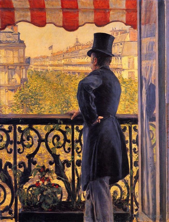 古斯塔夫·卡勒波特 的油画作品 -  《阳台上的男人2》