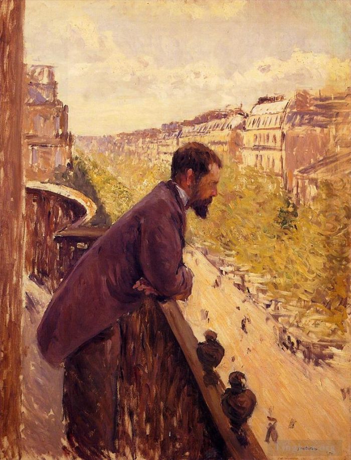 古斯塔夫·卡勒波特 的油画作品 -  《阳台上的男人》