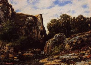 艺术家居斯塔夫·库尔贝作品《侏罗山的瀑布》