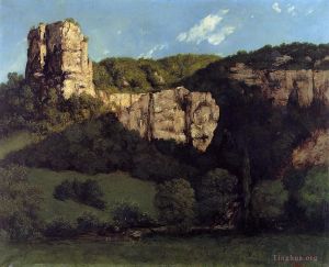 艺术家居斯塔夫·库尔贝作品《奥尔南山谷秃岩景观》