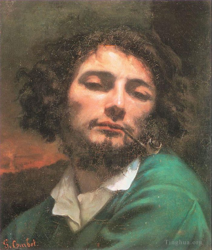 居斯塔夫·库尔贝 的油画作品 -  《拿着烟斗的男人的自画像》