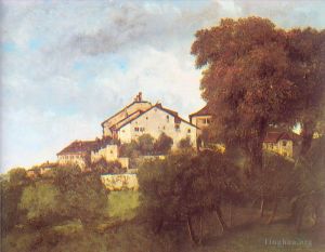 艺术家居斯塔夫·库尔贝作品《多南斯城堡的房屋》