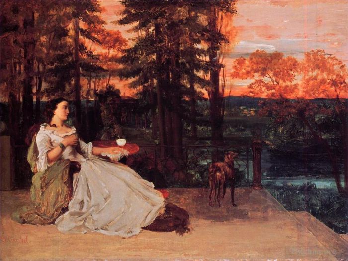 居斯塔夫·库尔贝 的油画作品 -  《法兰克福夫人,古斯塔夫·库尔贝,1858》