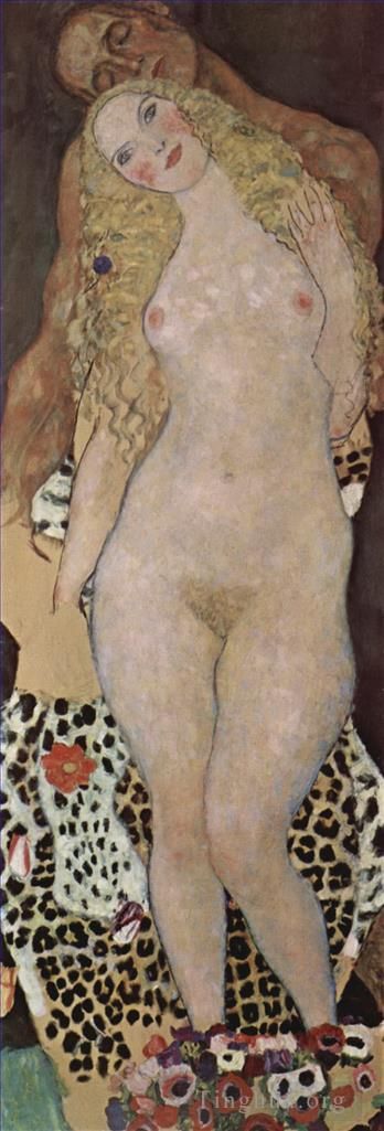 古斯塔夫·克林姆 的油画作品 -  《亚当和伊娃》