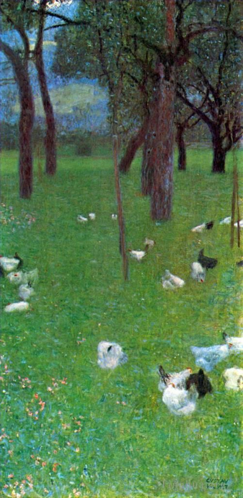 古斯塔夫·克林姆 的油画作品 -  《在圣阿加莎的雨水花园和鸡之后》