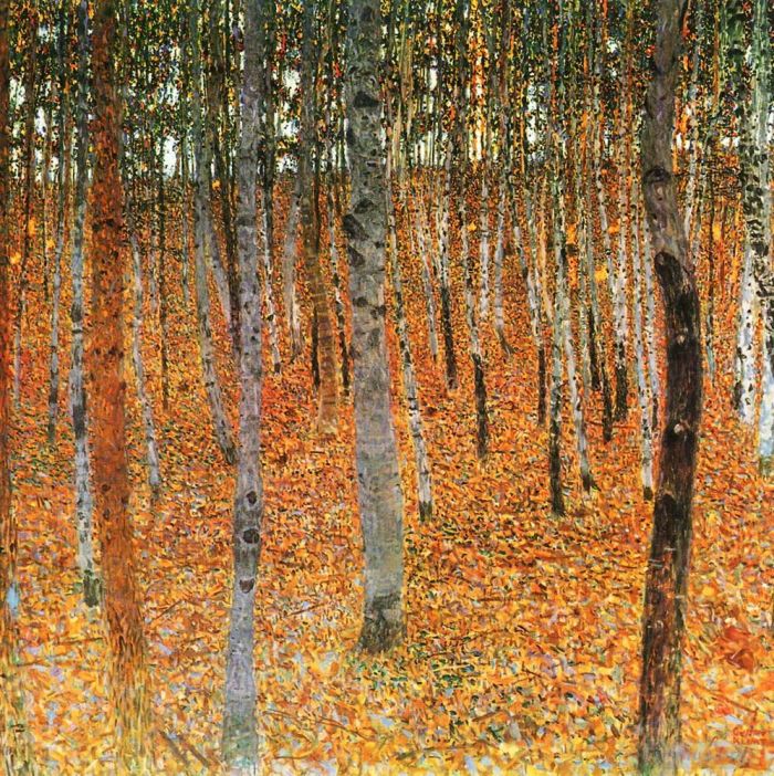 古斯塔夫·克林姆 的油画作品 -  《山毛榉树林,I,红》