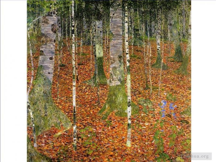 古斯塔夫·克林姆 的油画作品 -  《有桦树的农舍》