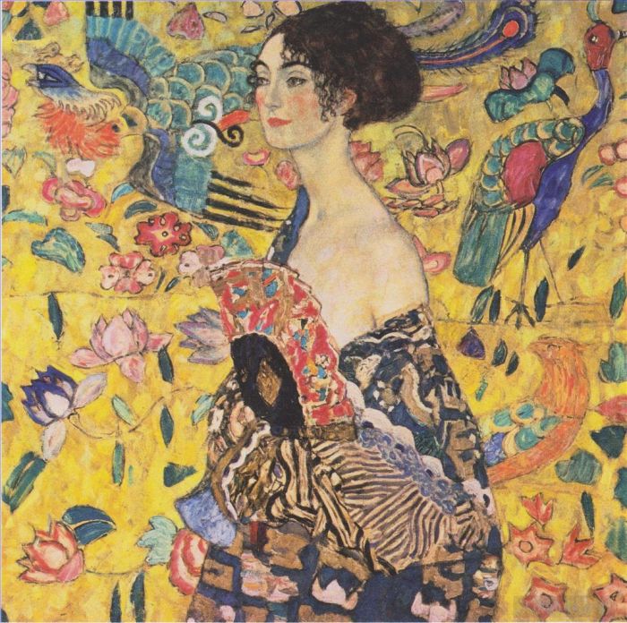 古斯塔夫·克林姆 的油画作品 -  《拿着扇子的女士》