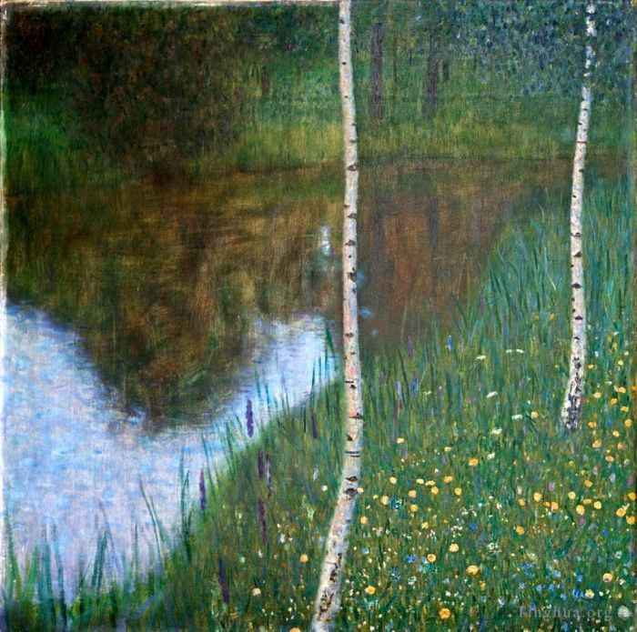 古斯塔夫·克林姆 的油画作品 -  《有白桦树的湖边》