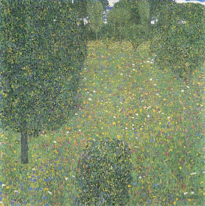 古斯塔夫·克林姆 的油画作品 -  《景观花园草甸花中》