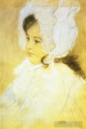 艺术家古斯塔夫·克林姆作品《一个女孩的肖像》