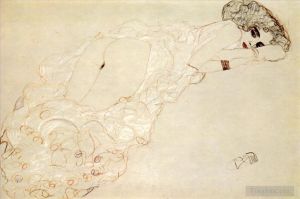 艺术家古斯塔夫·克林姆作品《裸体斜倚，俯卧，面向右侧》