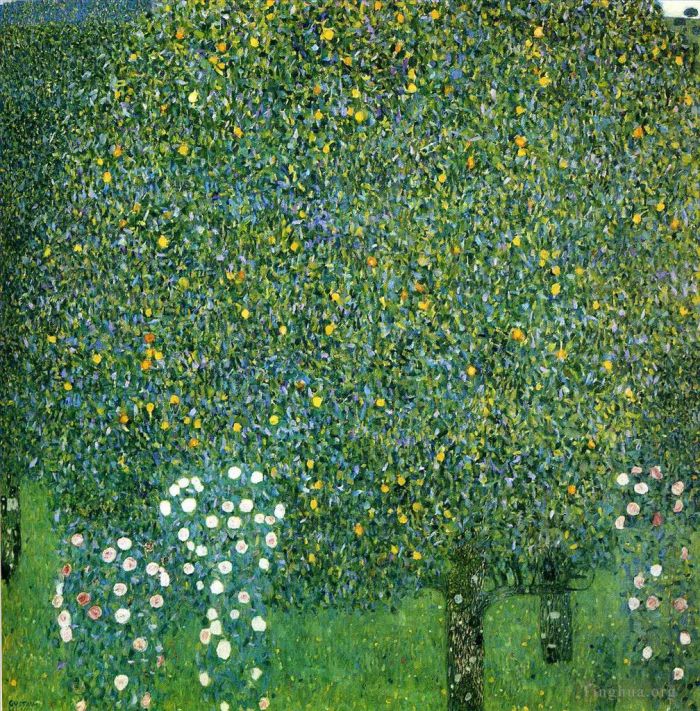古斯塔夫·克林姆 的油画作品 -  《树下的玫瑰》