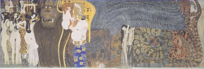 古斯塔夫·克林姆 的油画作品 -  《贝多芬饰带,敌对势力,远墙》