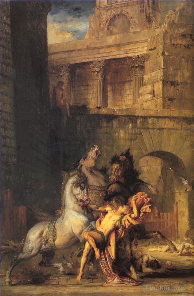 居斯塔夫·莫罗 的油画作品 -  《狄俄墨得斯被他的马吃掉》