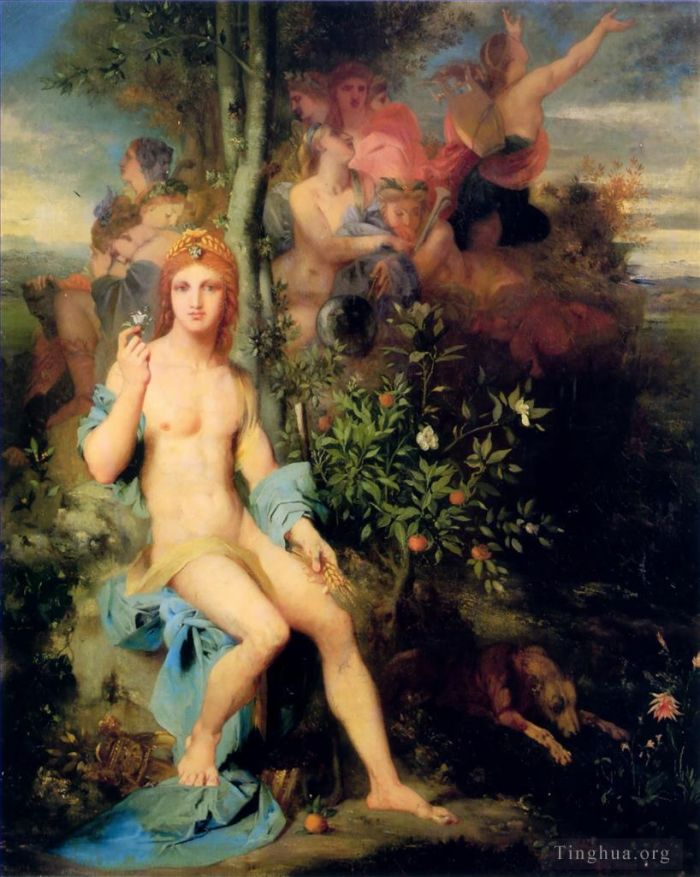 居斯塔夫·莫罗 的油画作品 -  《阿波罗与九位缪斯女神》