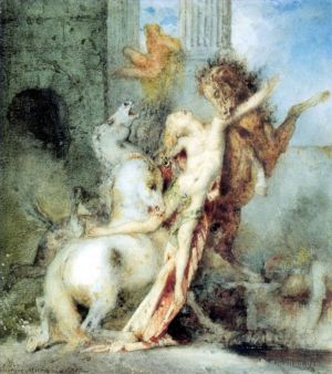 艺术家居斯塔夫·莫罗作品《狄俄墨得斯被他的马匹吞噬》