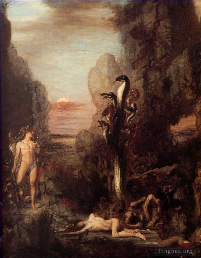 居斯塔夫·莫罗 的油画作品 -  《莫罗·赫拉克勒斯和九头蛇》