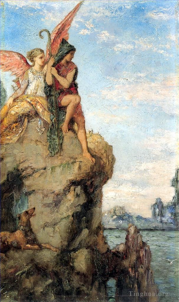 居斯塔夫·莫罗 的油画作品 -  《赫西奥德与缪斯》