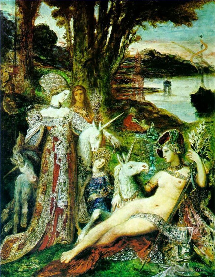 居斯塔夫·莫罗 的油画作品 -  《独角兽》