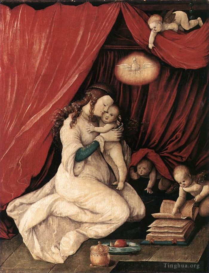 汉斯·鲍尔丁 的油画作品 -  《处女和孩子在房间里》