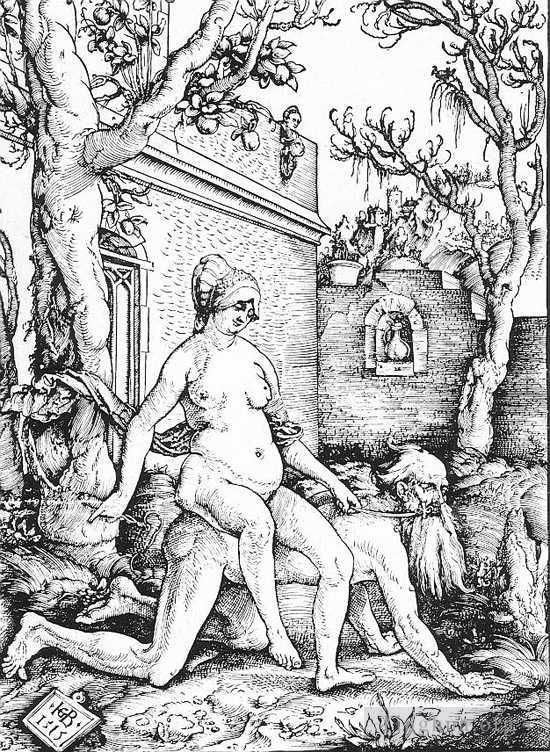 汉斯·鲍尔丁 的各类绘画作品 -  《亚里士多德和菲利斯》