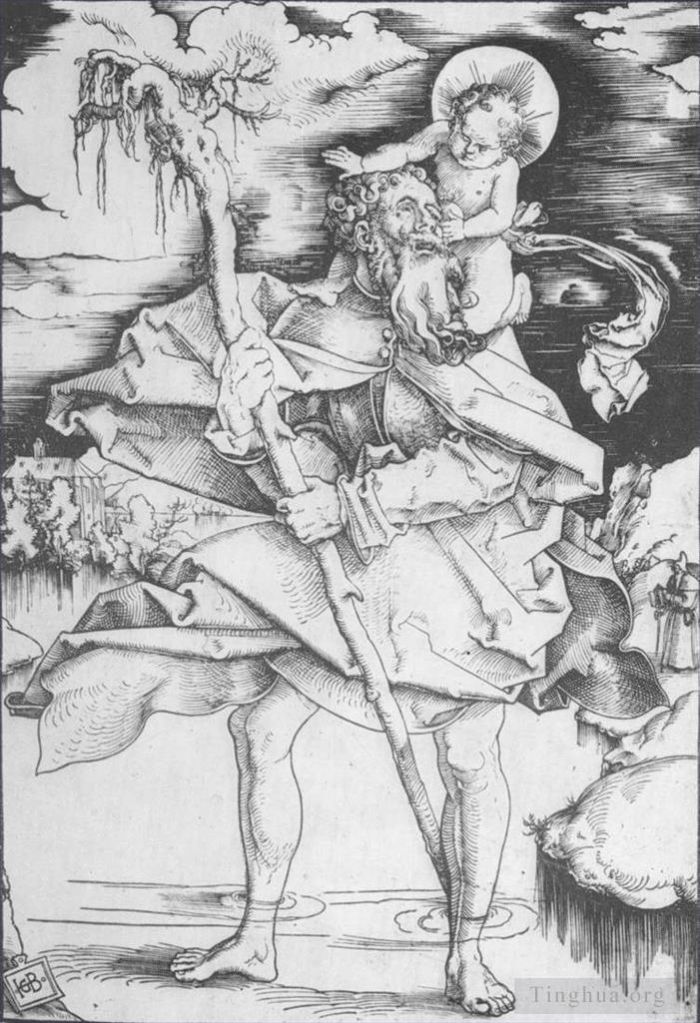 汉斯·鲍尔丁 的各类绘画作品 -  《圣克里斯托弗》