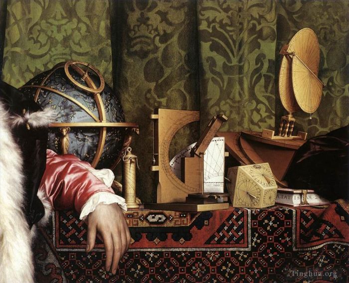 小汉斯·贺尔拜因 的油画作品 -  《Jean,de,Dinteville,和,Georges,de,Selve,大使细节,3》