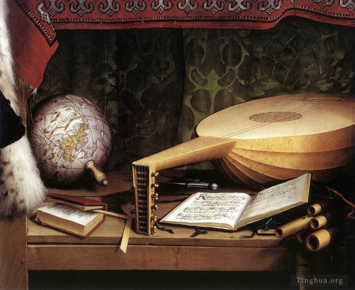 小汉斯·贺尔拜因 的油画作品 -  《Jean,de,Dinteville,和,Georges,de,Selve,大使细节,4》