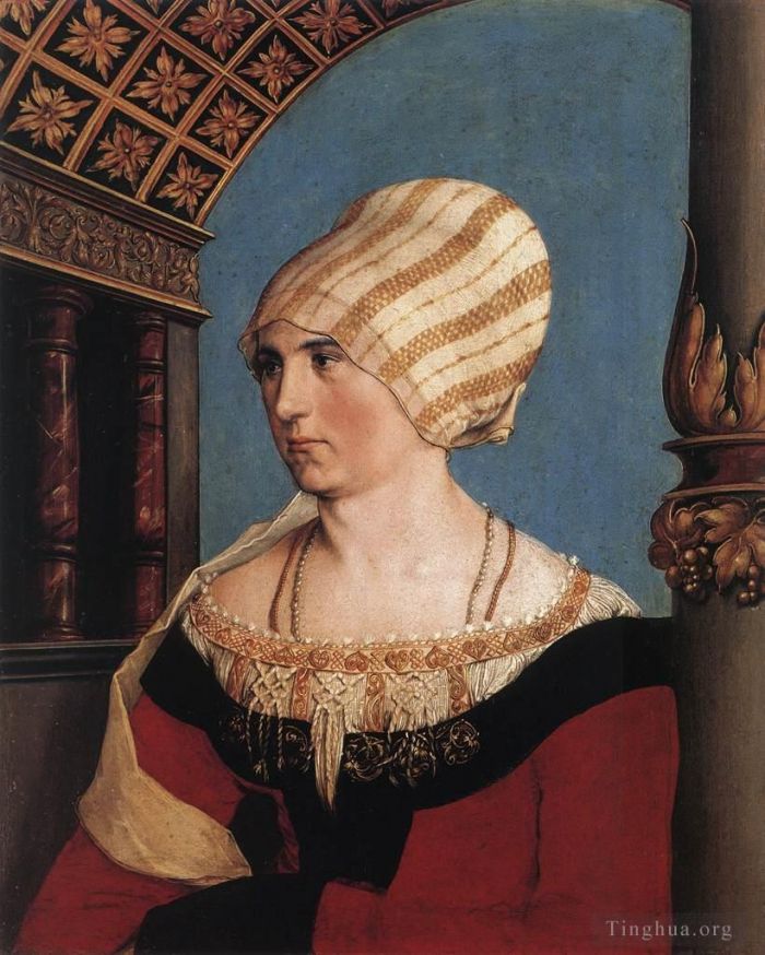 小汉斯·贺尔拜因 的油画作品 -  《多萝西娅·迈耶,(Dorothea,Meyer),的肖像（原名,Kannengiesser）》