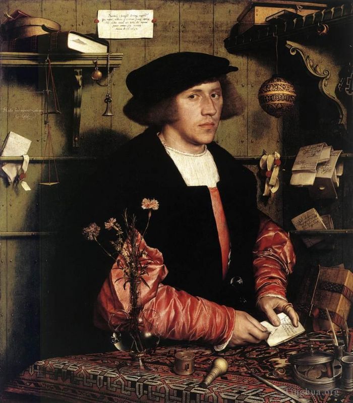 小汉斯·贺尔拜因 的油画作品 -  《商人格奥尔格·吉斯的肖像》