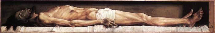 小汉斯·贺尔拜因 的油画作品 -  《坟墓中死去的基督的尸体,小汉斯·霍尔拜因》