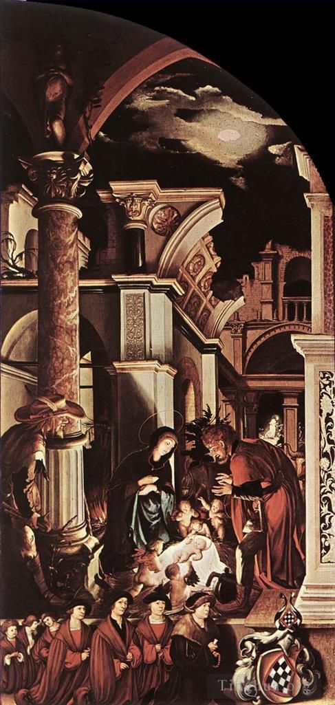 小汉斯·贺尔拜因 的油画作品 -  《奥伯里德祭坛画右翼》
