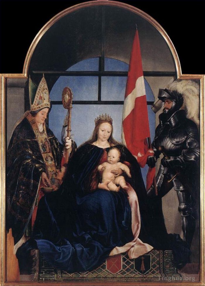 小汉斯·贺尔拜因 的油画作品 -  《索洛图恩,麦当娜,小汉斯·霍尔拜因》