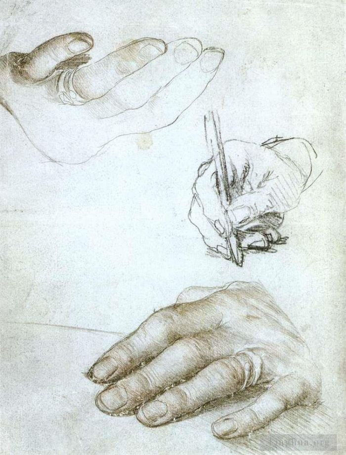 小汉斯·贺尔拜因 的各类绘画作品 -  《鹿特丹伊拉斯谟之手的研究》