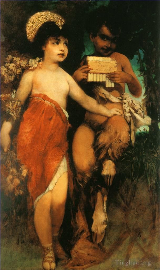 汉斯·马卡特 的油画作品 -  《农牧神与仙女潘与植物群》