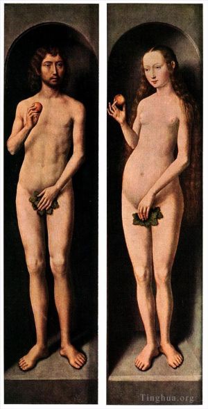 艺术家汉斯·梅姆林作品《亚当和夏娃,1485》