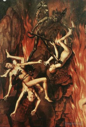 艺术家汉斯·梅姆林作品《最后的审判三联画开放,1467detail12》