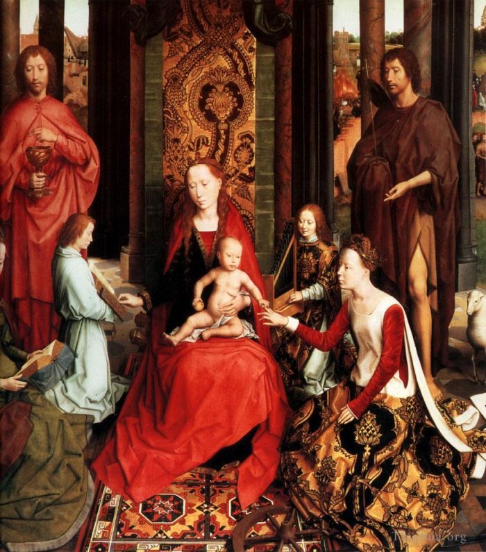 汉斯·梅姆林 的油画作品 -  《圣凯瑟琳的婚礼》