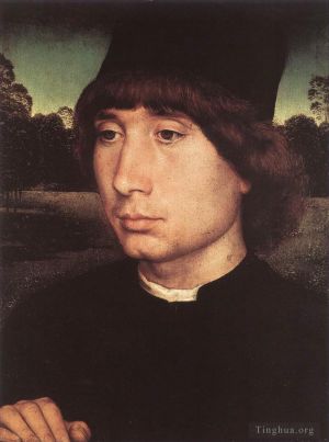 艺术家汉斯·梅姆林作品《风景前的年轻人肖像,1480》