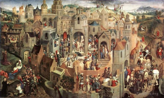 汉斯·梅姆林 的油画作品 -  《基督受难场景,1470》
